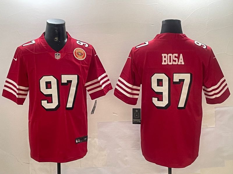 Men San Francisco 49ers 97 Bosa Red Throwback Second generation 2024 Nike Limited NFL Jersey style 6